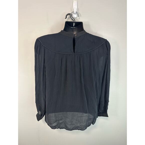 Amour Vert Silk Blouse Longsleeve Top Lightweight Black Size Large - Picture 2 of 10